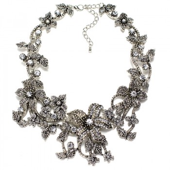 Vogue Silver Embellished Lilys Statement Necklace